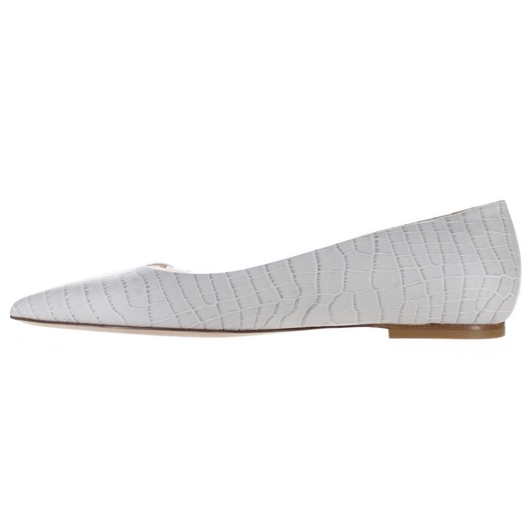 MM LaFleur The Rowan Gray Embossed Croc Leather Pointed Toe Ballet Flat Shoes 37 - Picture 9 of 14